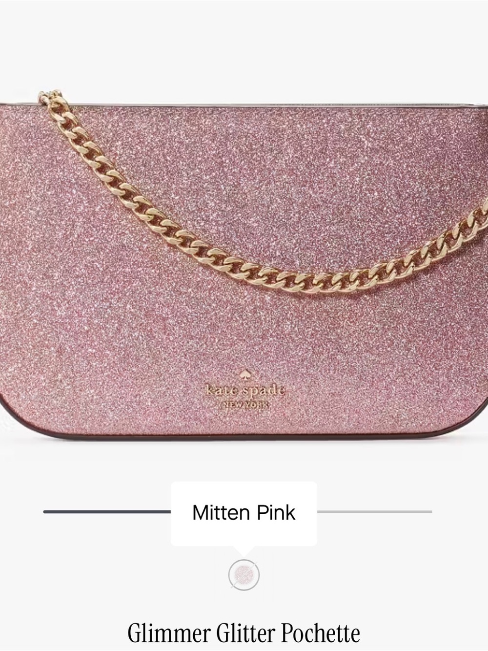 kate spade Glitter Chain Pochette in Mitten Pink